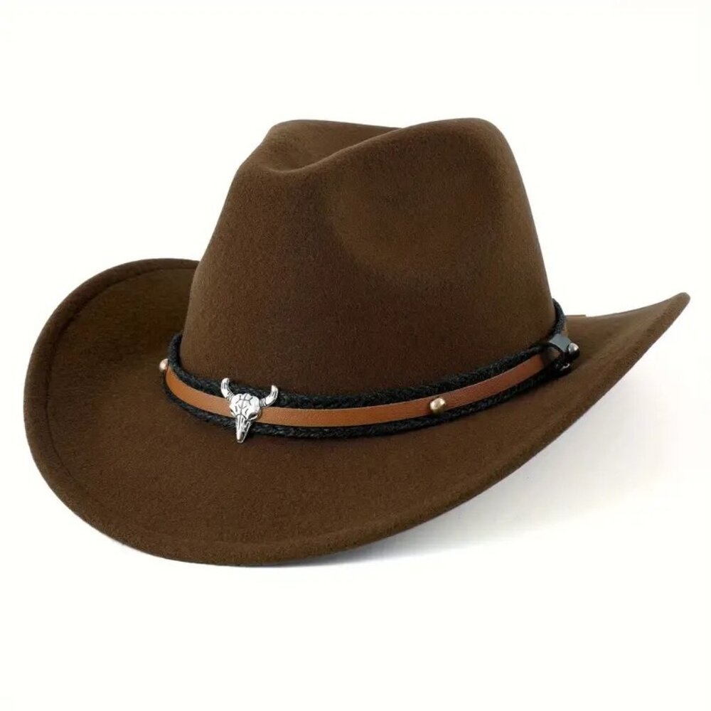 Brown Western Wool Cowboy Hat with Accent Band